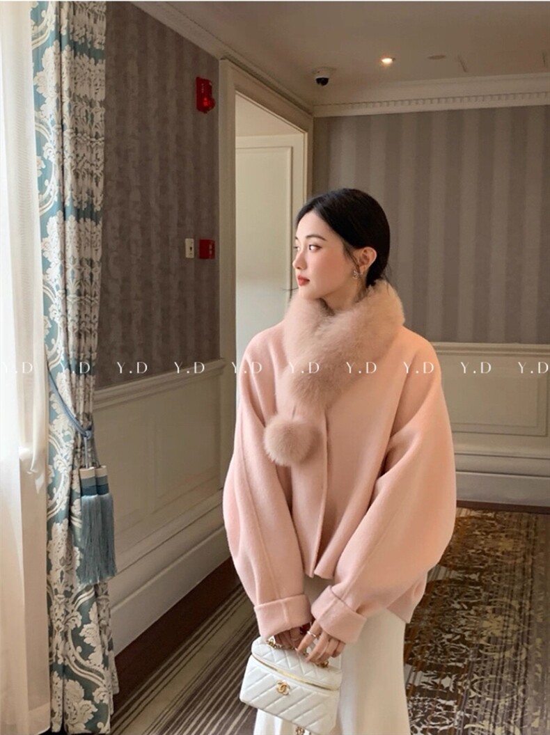 小斗篷双面羊绒大衣女2025秋冬小个子毛呢,女装双面呢大衣,依嘟服饰