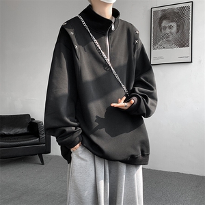 8XL-M星星铆钉半拉链卫衣大码重磅痞帅高街小众立领外套WY5109P58图片