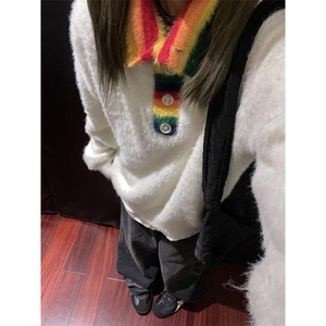 【有货】彩虹高领毛衣男女仿貂毛针织衫外套MY451CC-特P60图片
