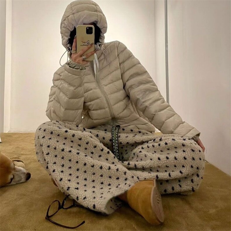 AK1744-P57复古慵懒风韩系抽绳波点颗粒绒秋冬休闲裤,男装休闲裤,星座617A-2