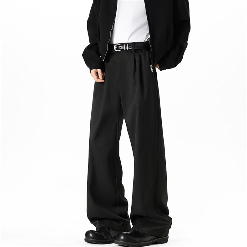 2026春季新款百搭拖地西裤男拼接阔腿大码直筒裤K5607特P38控68，男装西裤，电商A001
