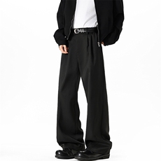 2026春季新款百搭拖地西裤男拼接阔腿大码直筒裤K5607特P38控68，男装西裤，电商A001