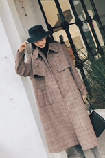 大货已出赫本风显瘦格子大衣F1315-D159P155控225带视频白底平铺，女装毛呢外套，沁古纱衣
