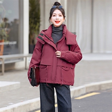 现货新款冬装2024年宽松休闲连帽羽绒棉棉衣，女装棉衣/棉服，江南富贵女