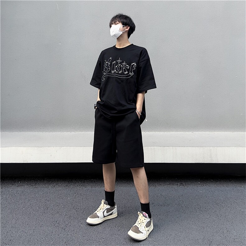 日系重磅运动短裤男夏季宽松休闲抽绳直筒户外五分裤子DK0220-P35图片