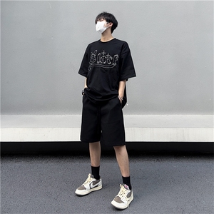 日系重磅运动短裤男夏季宽松休闲抽绳直筒户外五分裤子DK0220-P35图片
