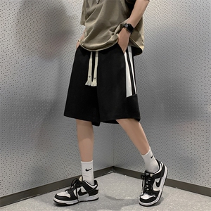 麂皮绒宽松休闲运动五分裤男抽绳直筒条纹短裤 XZ514-2-1516-P43图片