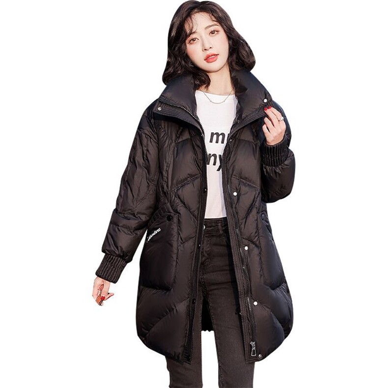 （现货）90白鸭绒新款时尚洋气高档中长款气质高端奢华羽绒服女,女装羽绒服,韩蔻秀