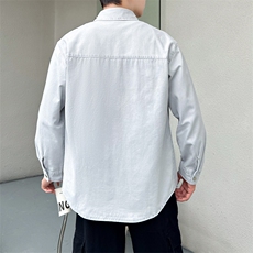 纯色寸衫型夹克高品质刺绣纯棉店主社会小伙潮牌牛仔外套CS90P68，男装工装外套，星座301B-1