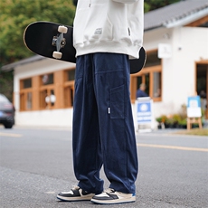 日系大口袋工装裤秋冬季潮牌ins灯芯绒百搭宽松阔腿裤K5164-P40，男装休闲裤，星座512-2