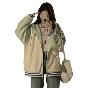 C949-P100 学院风棒球服外套少女春秋2025新款初中高中学生宽松图片