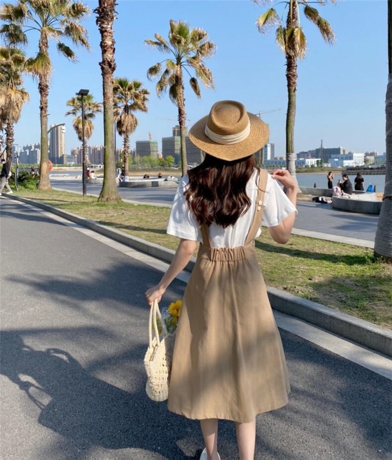 夏季背带两件套，女装，E莎