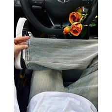 闪电竹节纹牛仔裤男款秋春季cleanfit裤子美式高街复古直筒工装裤，男装牛仔裤，星座1210-1