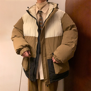 港风2026新品冬季宽松情侣装撞色棉衣棉服冬装加厚外套D008-P100图片