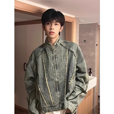 潮牌美式复古解构拼接牛仔外套男女宽松小众高街夹克LK26133-P69，男装工装外套，星座1008