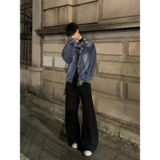 【有货】假两件牛仔外套男春秋格子衬衫拼接工装夹克JK8624CC-P85，男装夹克，星座1007（原301D）