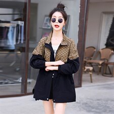 2023秋装时尚撞色拼接收腰显瘦时尚女士风衣，女装风衣，木子恋