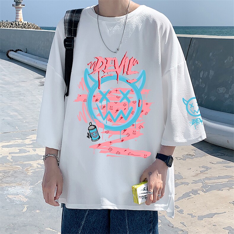 Q11178-P30 春夏季七分袖t恤男大码五分袖男短袖中袖图片