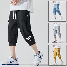 2025夏季新款男士七分裤时尚休闲马裤潮流男裤子KZ1067-P28，男装休闲裤，星座217-4