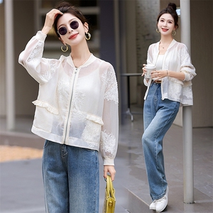 防晒衣女2025夏新款小个子新中式国风短款薄款棒球服刺绣轻薄外套图片