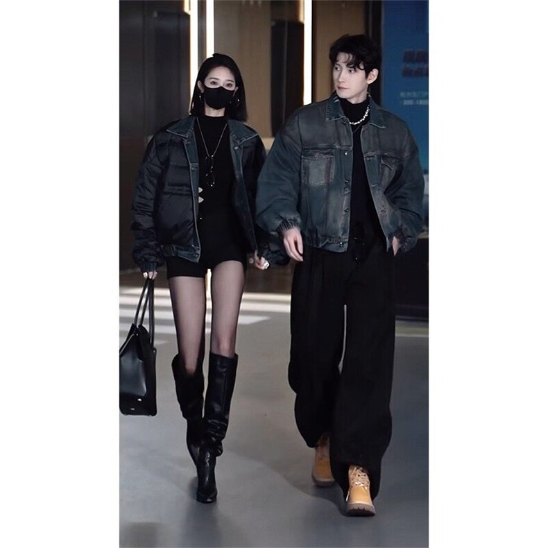 美式复古做旧牛仔羽绒服短款翻领白鸭绒夹克外套男yrf210-TP355,男装夹克,电商A089-1