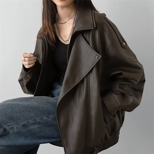 新款重工复古中性立领机车皮衣外套PU夹克上衣男女Y1027-P90网图图片
