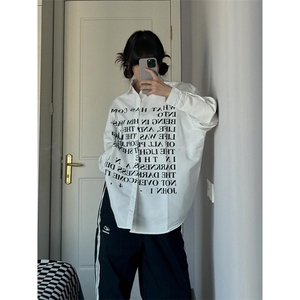 【有货】白色衬衫男女款春秋季设计感字母长袖衬衣外套1288CC-P39图片