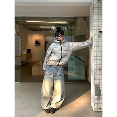 1506-1/KNK10331/P60复古水洗猫须拼接条纹弯刀牛仔裤阔腿长裤男，男装牛仔裤，星座1506-1