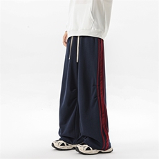 8XL-M美式复古三条杠休闲裤子加绒特大码阔腿卫裤KZ1935P60加绒70，男装休闲裤，电商B238