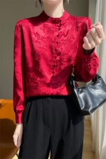 衬衫女设计感小众秋2024年新款高级感法式复古上衣，女装衬衫，绒宛羊绒