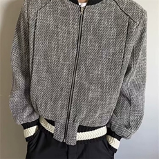 得物品质秋款男女小香风夹克衫粗纺立领拉链夹克外套JAK159P85，男装夹克，星座1013-1