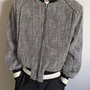 得物品质秋款男女小香风夹克衫粗纺立领拉链夹克外套JAK159 P85图片
