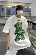 港风短袖上衣男夏潮流小熊印花百搭五分半袖T恤A071-5522-P28，男装T恤，电商A071