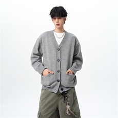8XL-M大码V领开衫毛衣外套男日系复古宽松慵懒风针织衫KS002p55，男装针织衫/毛衣，电商B312
