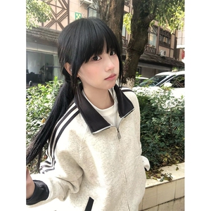 抖音得物高品质 美式高街重磅结构设计拼接织带立领卫衣外套 CM42图片