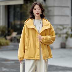 藏青色连帽宽松休闲夹棉外套女2025冬季极简廓形慵懒感小个子棉服，女装棉衣/棉服，梦懿尔