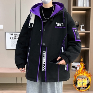 港风男士外套青年冬季加绒加厚夹克外套帅气保暖棉衣男L8756-P93图片