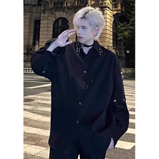 春秋装新款长袖衬衫男宽松设计感时尚金属拼接个性衬衣外套C27，男装衬衫，星座1116A（原606A-3）