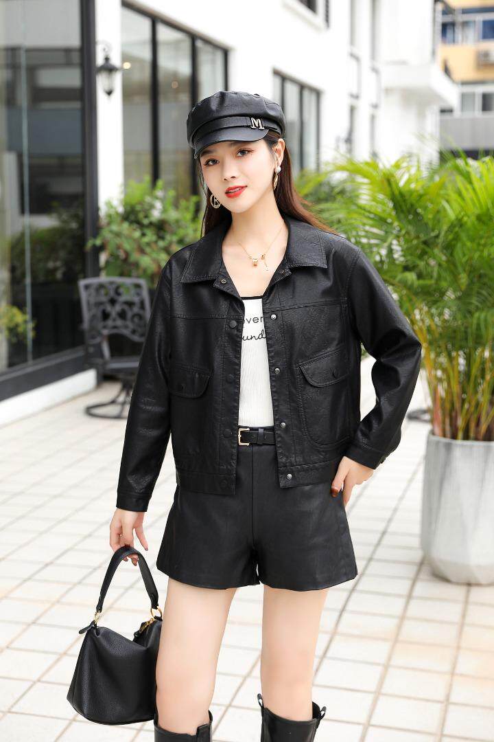 PU短款洗水皮衣，女装皮衣，艾慕缇(1F)
