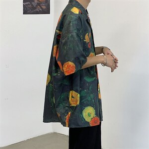 冰丝短袖衬衫男帅气韩版潮流宽松五分袖衬衣513-3-C30/C32-P40图片