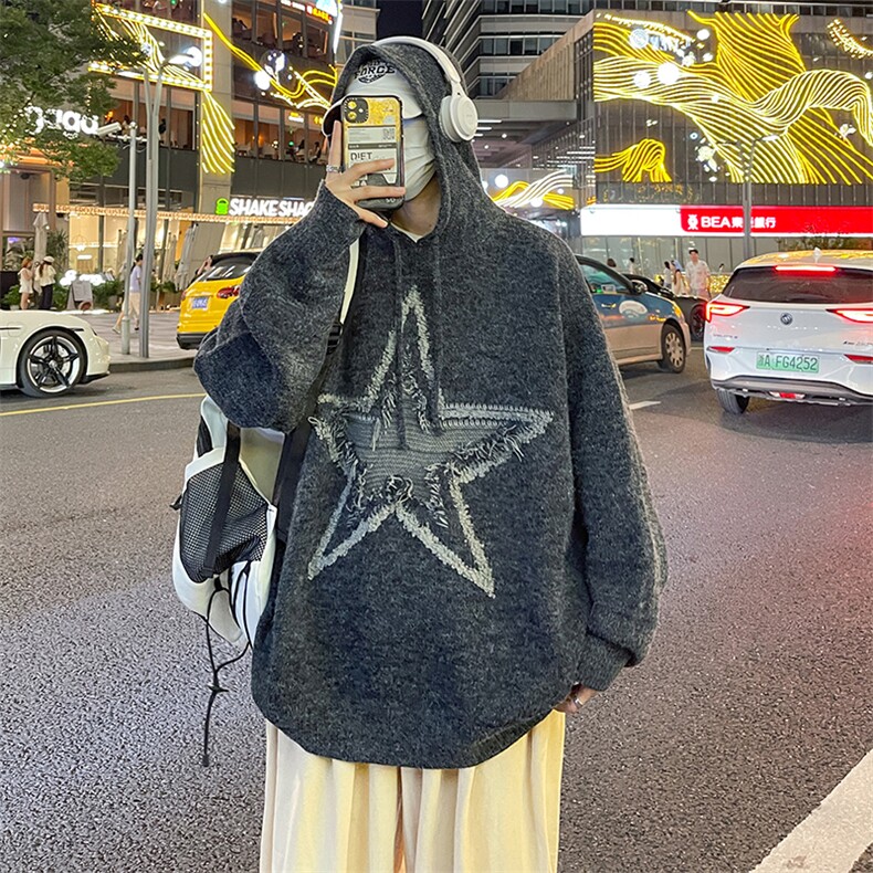 MY326-P58港风宽松型潮牌连帽毛衣,男装针织衫/毛衣,星座1501-1