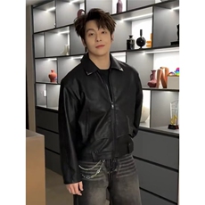 高级感PU皮衣夹克男拉链痞帅机车美式韩版外套513APY2791P65，男装夹克，星座513A