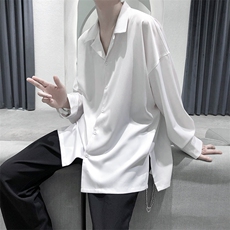 秋季新款2022男生长袖衬衫宽松百搭韩版纯色衬衣A071-C08-P38，男装衬衫，电商A071