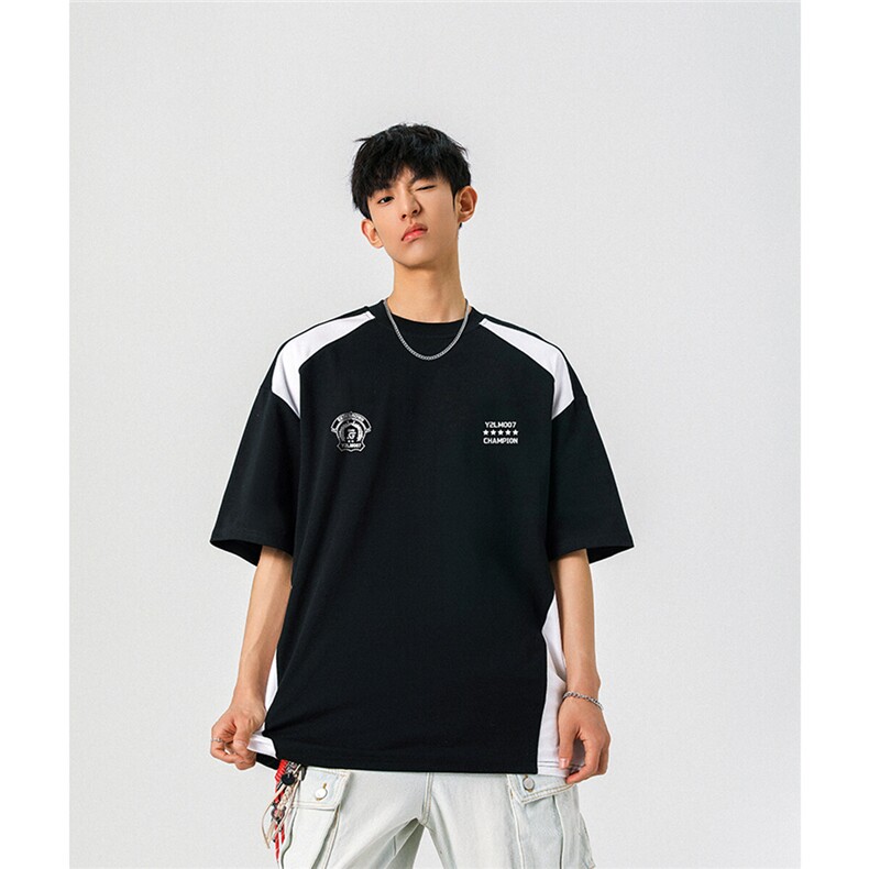 凉感双色拼接设计羽毛球球服大码M-5XL短袖T恤男DX78029P50控78,男装T恤,星座226-1