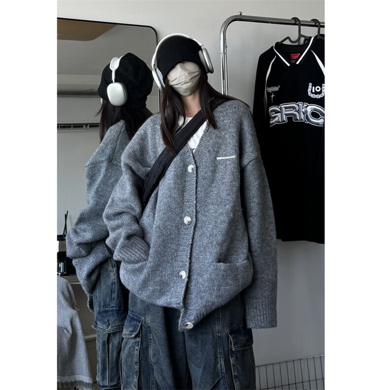 加厚高品质得物抖音直播V领毛衣外套男女同款情侣装W7550-P75,男装针织衫/毛衣,星座1212