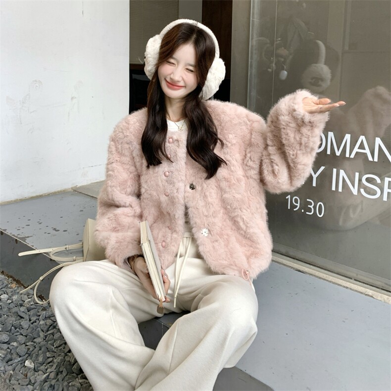 现货莫斯粉羊羔毛外套2C117-1827P175K268,女装短外套,2C117