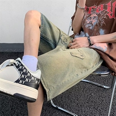 水洗牛仔裤男设计感短裤D6665P35，男装牛仔裤，星座1116-2