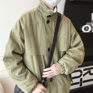 网络图现货  美式潮牌羊羔绒刺绣高街休闲立领保暖棉衣J527-P75图片