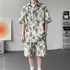 夏季薄款冰丝夏威夷花衬衫休闲套装男9036-P68，男装衬衫，电商B380（原B361）