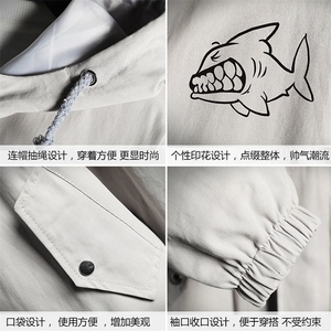 JK41041-P85 纯棉连帽夹克男士大码工装夹克男外套男 网格挂拍图片